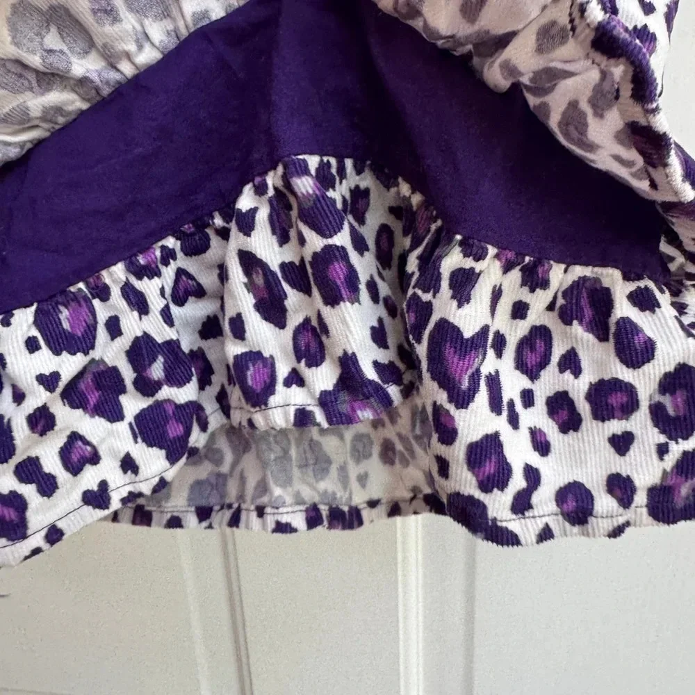 NWOT The Children’s Place 2T Girls Purpel & White Leopard Print Ruffle Skirt